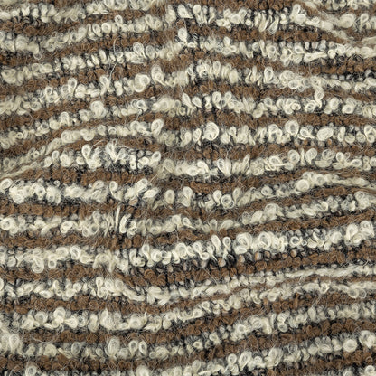 Italian Beige, Ivory and Black Striped Knit Wool Boucle