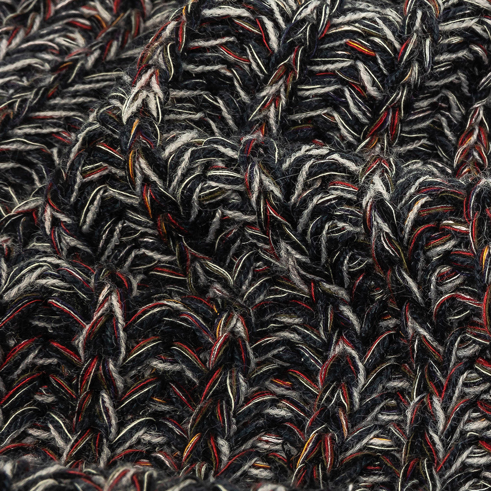 Italian Charcoal, Red and White Chunky Wool Knit Detail