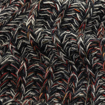 Italian Charcoal, Red and White Chunky Wool Knit Detail