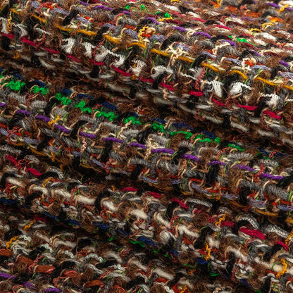 Italian Brown and Multicolored Loosely Woven Wool Tweed Folded