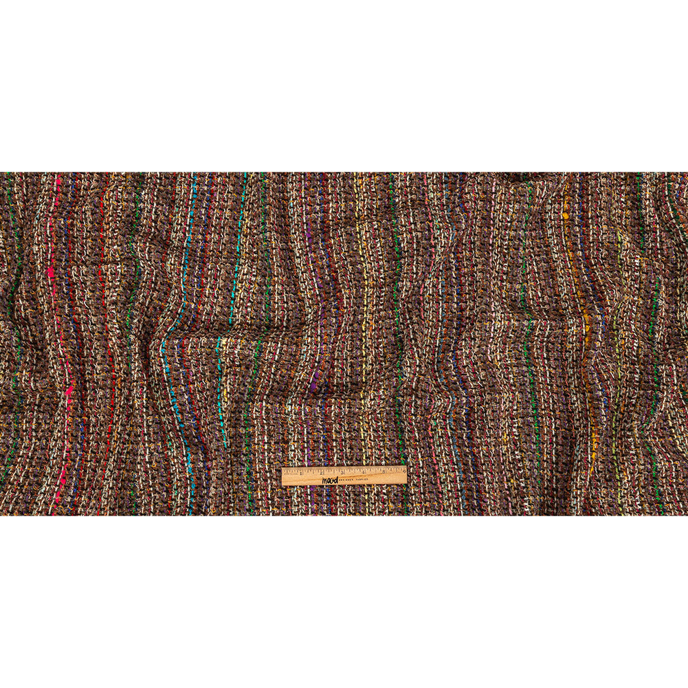 Italian Brown and Multicolored Loosely Woven Wool Tweed Full