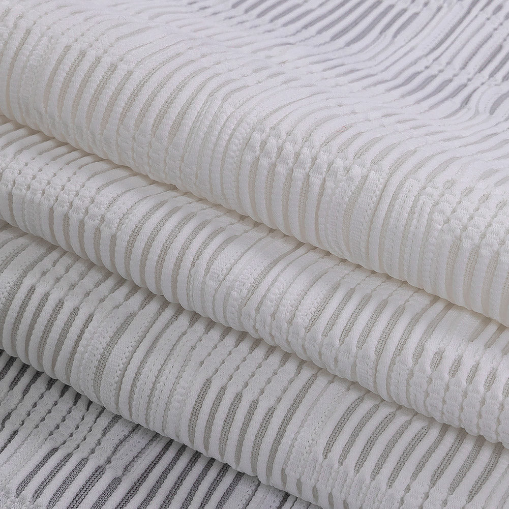 Optic White Geometric Jacquard Stretch Knit Folded