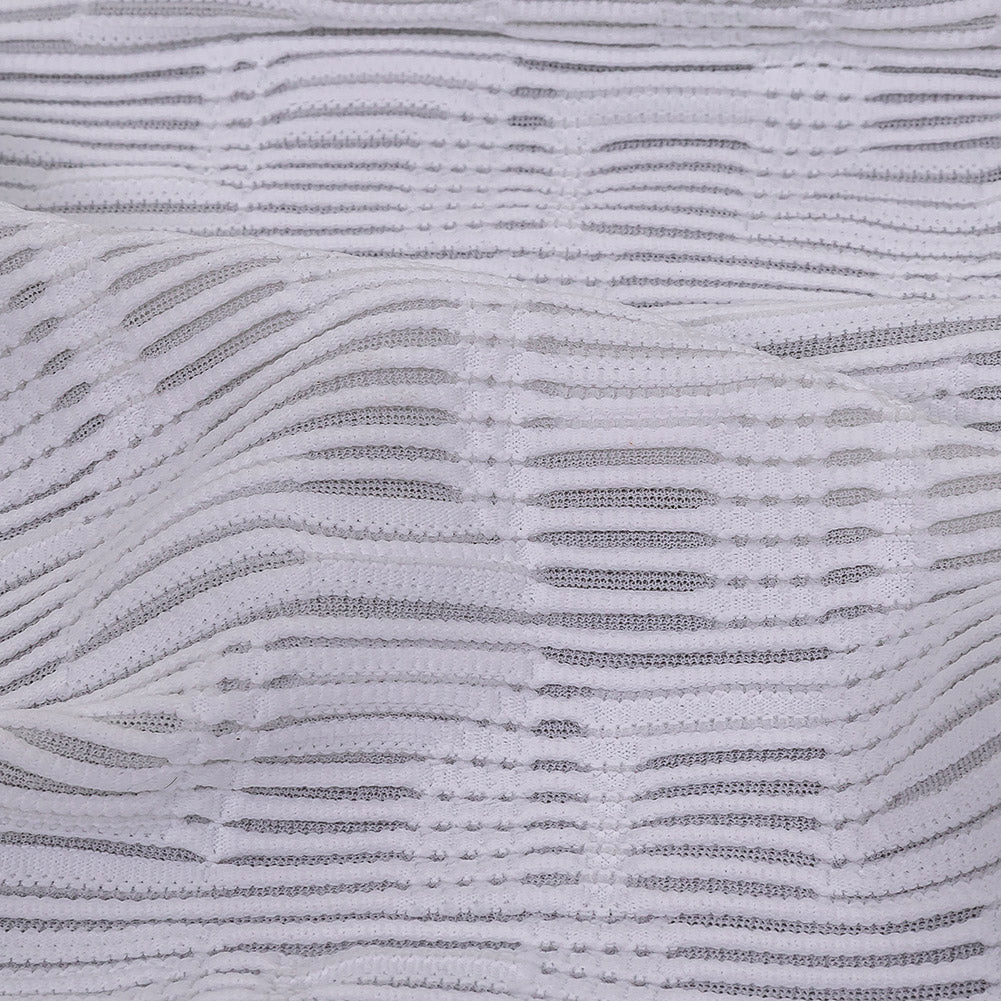 Optic White Geometric Jacquard Stretch Knit Detail