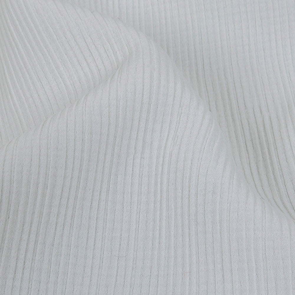 Ivory Ribbed Stretch Polyester Matelasse Detail