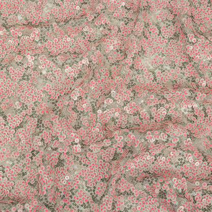 Pink, Lacquer and Satin Moss Sequin Passageways on White Mesh