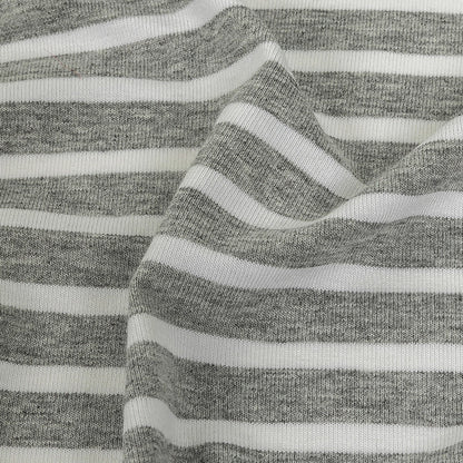 Heathered Gray and White Striped Stretch Rayon Jersey Detail