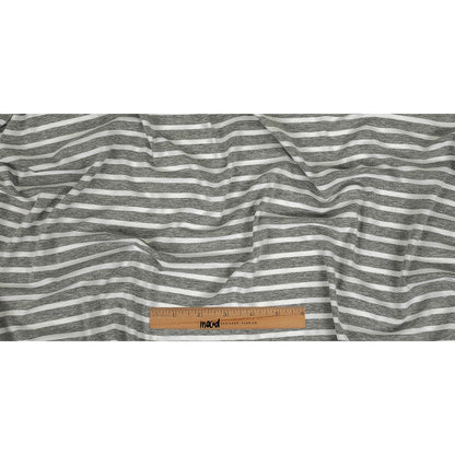 Heathered Gray and White Striped Stretch Rayon Jersey Full