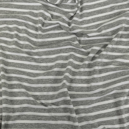 Heathered Gray and White Striped Stretch Rayon Jersey