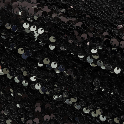 Milly Italian Black and Reflective Silver Paillette Sequins on Black Stretch Velour Folded