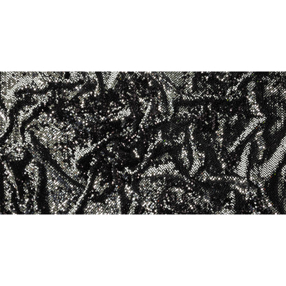 Milly Italian Black and Reflective Silver Paillette Sequins on Black Stretch Velour Full