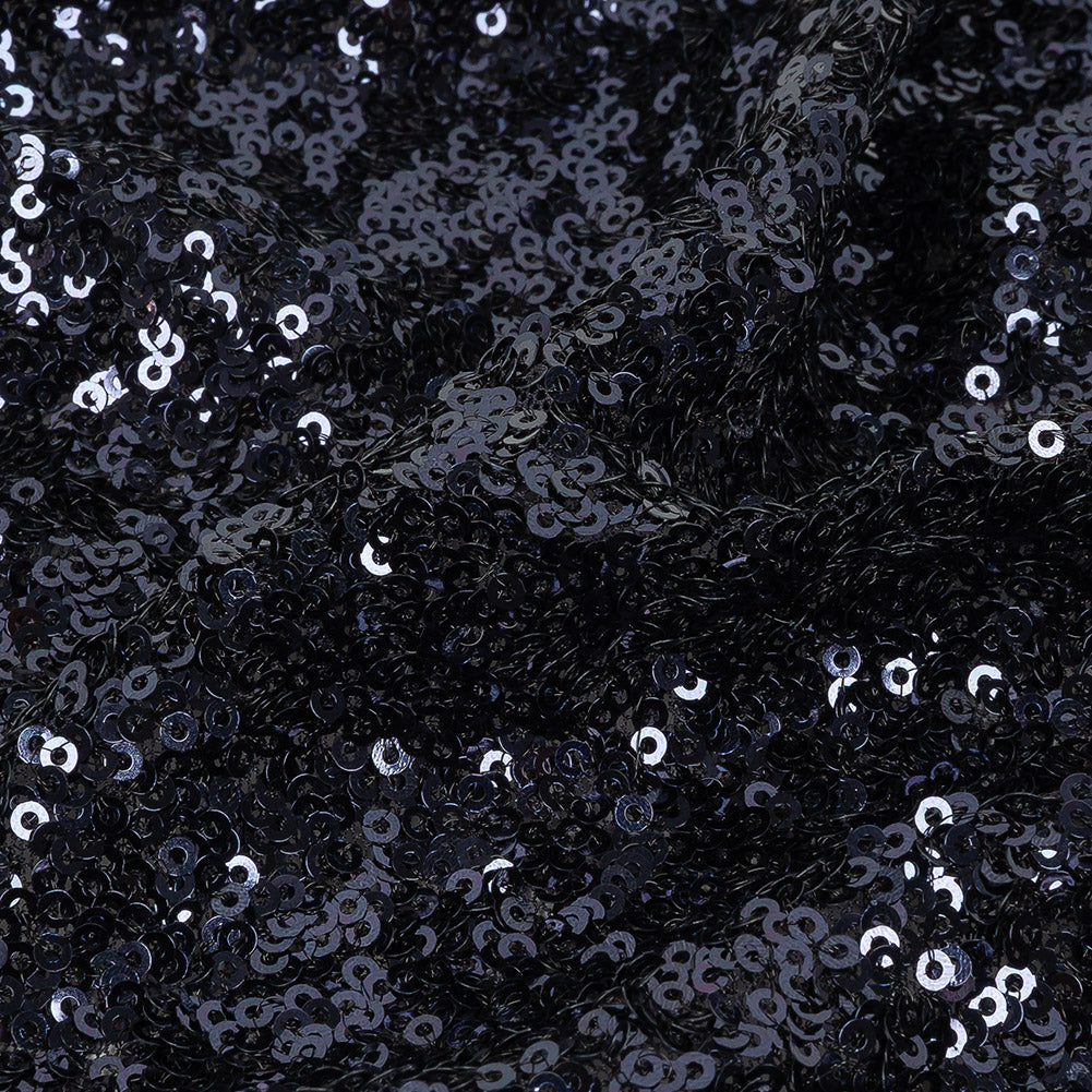 Neon Navy Clustered Baby Sequins on Stretch Mesh Detail