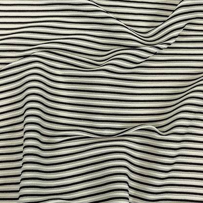 Italian Bright White and Black Raised Stripes Stretch Knit