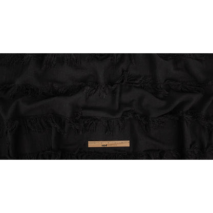 Italian Black Cotton Canvas with Fringe Stripes Full