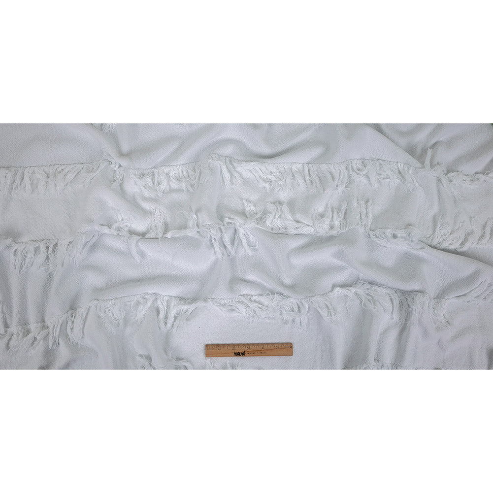 Italian White Cotton Canvas with Fringe Stripes Full