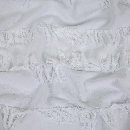 Italian White Cotton Canvas with Fringe Stripes