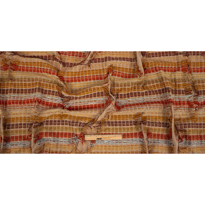 Orange, Honey Yellow and Beige Striped Fringe Novelty Woven Full