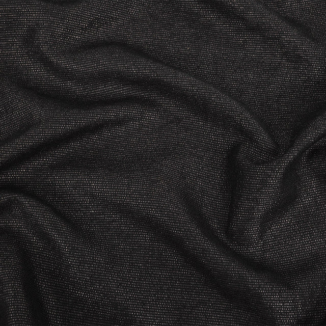 Italian Black on Black Striped Blended Cotton Woven