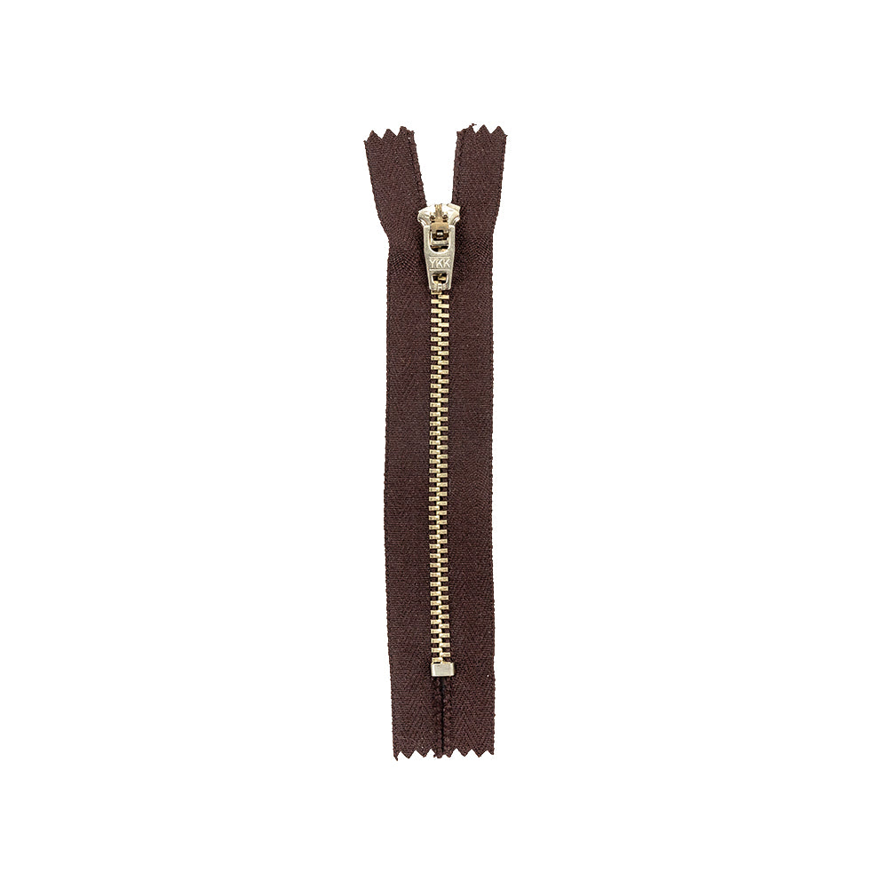 YKK Black Coffee Metal Closed Bottom Zipper with Silver Teeth - 4.5"
