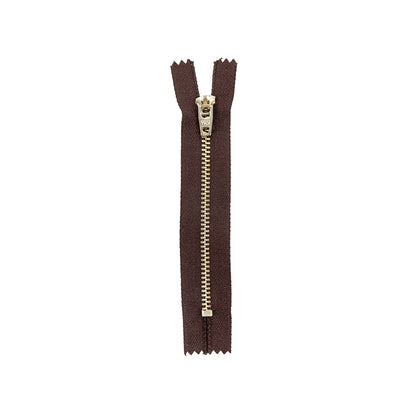 YKK Black Coffee Metal Closed Bottom Zipper with Silver Teeth - 4.5"