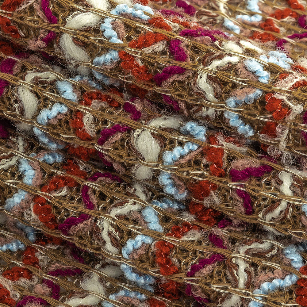 Italian Taupe, Baby Blue and Picante Blended Wool Sweater Knit Folded