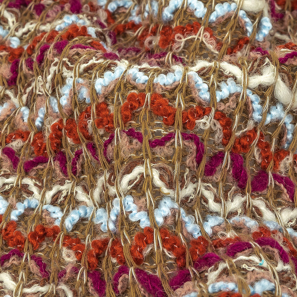 Italian Taupe, Baby Blue and Picante Blended Wool Sweater Knit Detail