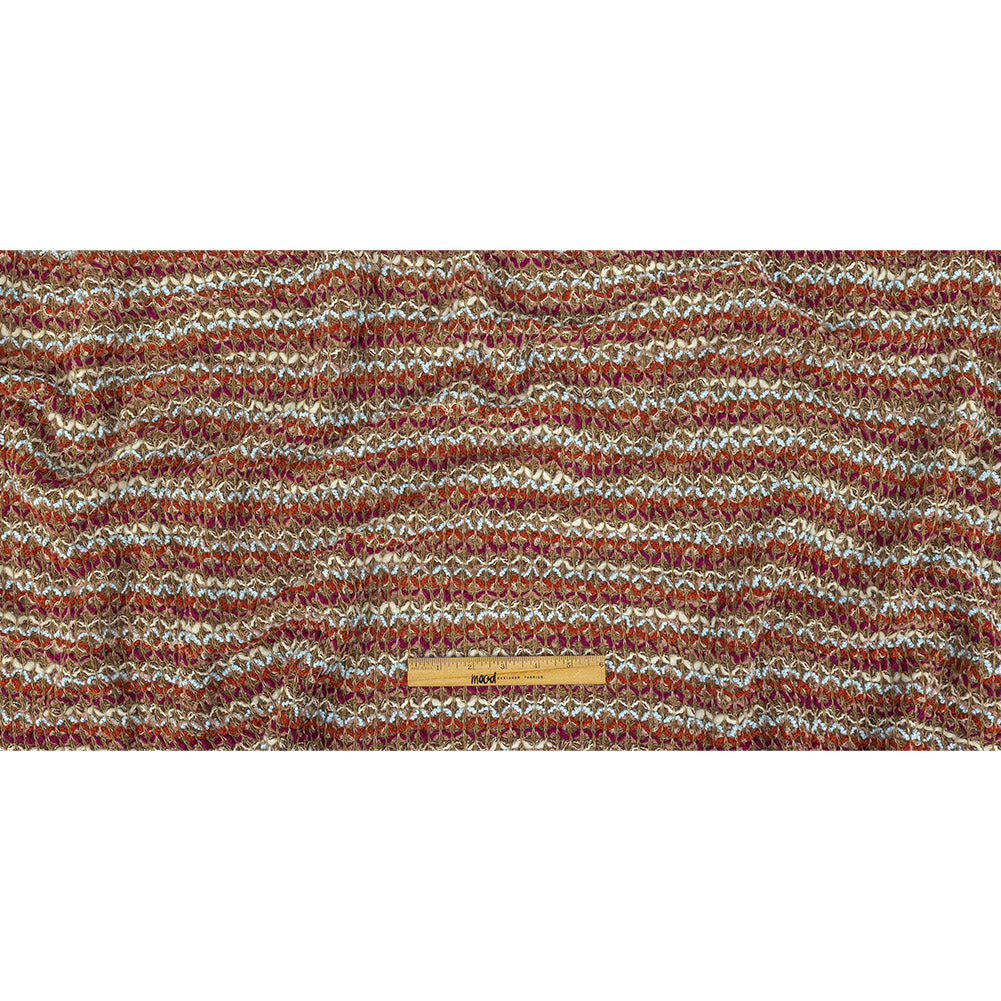 Italian Taupe, Baby Blue and Picante Blended Wool Sweater Knit Full