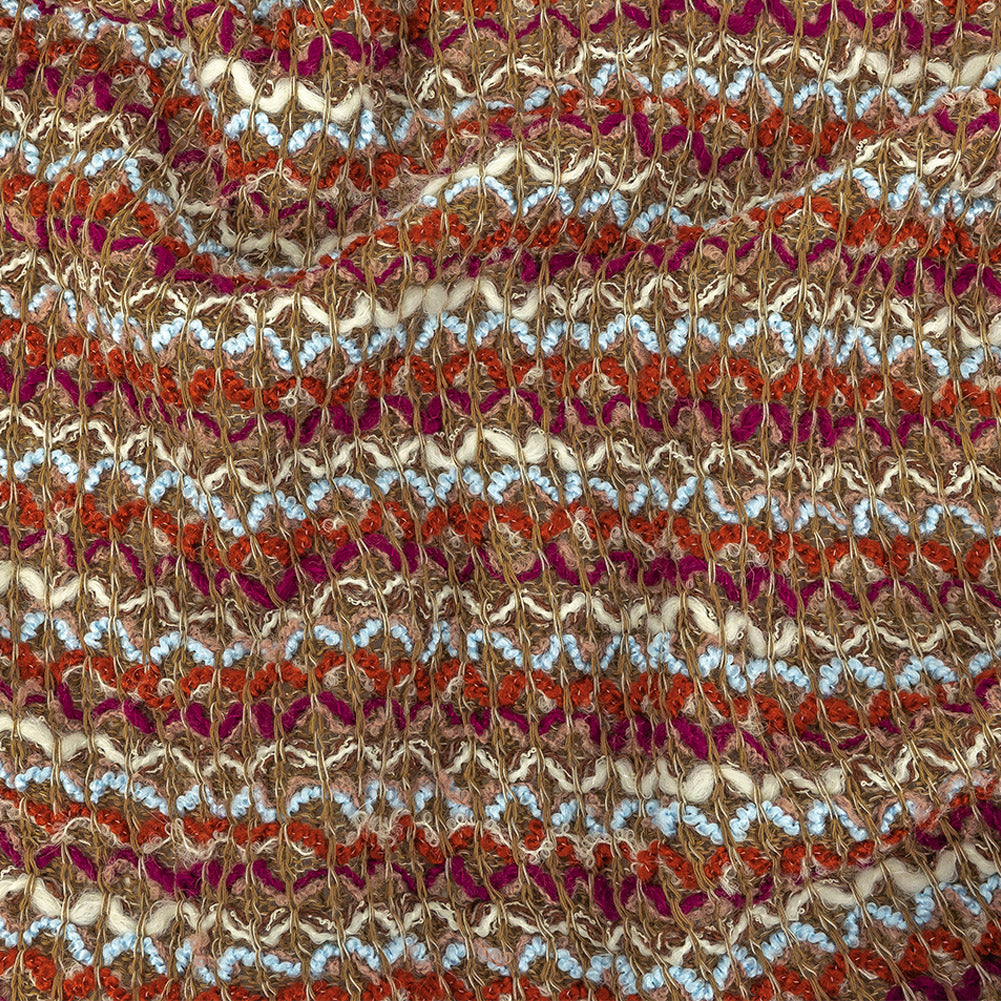 Italian Taupe, Baby Blue and Picante Blended Wool Sweater Knit