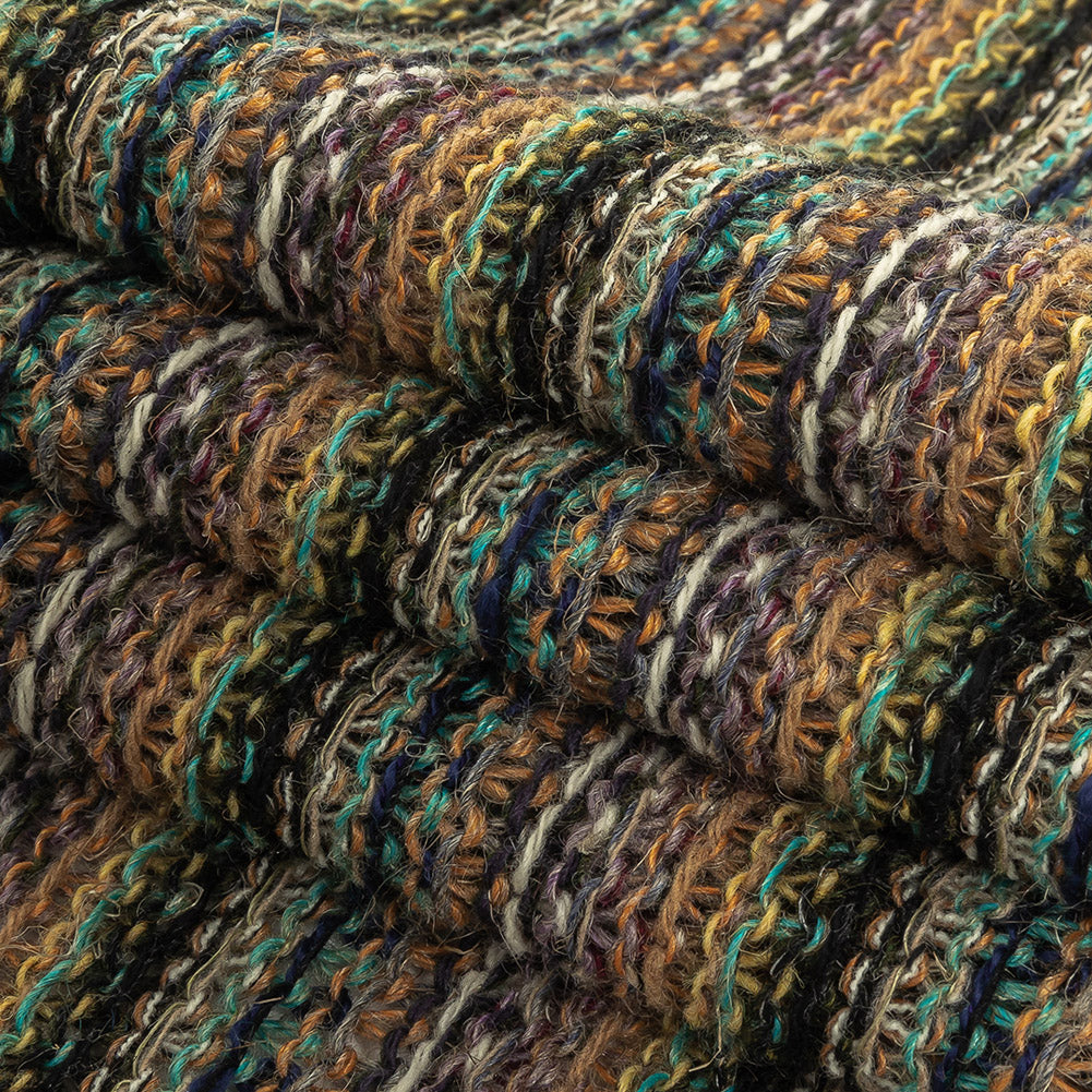 Tangerine, Avocado and Aqua Stripes Cotton Blended Sweater Knit Folded