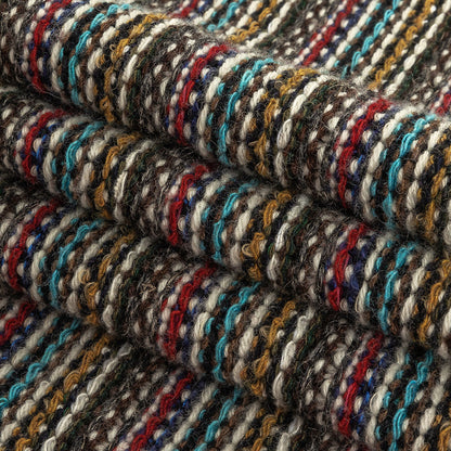 Mustard, Army Green, Blue and Ruby Wine Striped Wool Sweater Knit Folded
