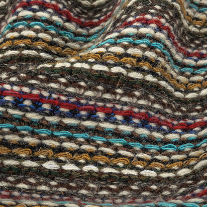 Mustard, Army Green, Blue and Ruby Wine Striped Wool Sweater Knit Detail