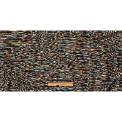 Mustard, Army Green, Blue and Ruby Wine Striped Wool Sweater Knit Full