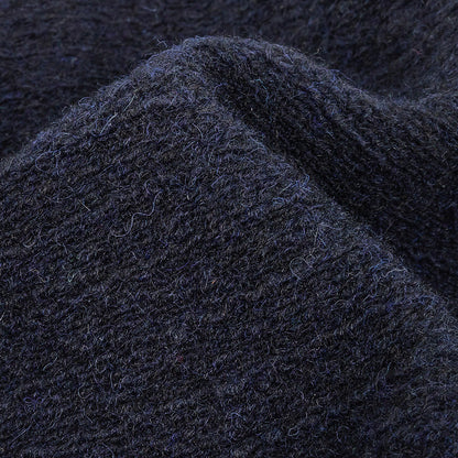 Navy Tactile Fuzzy Wool Knit Detail