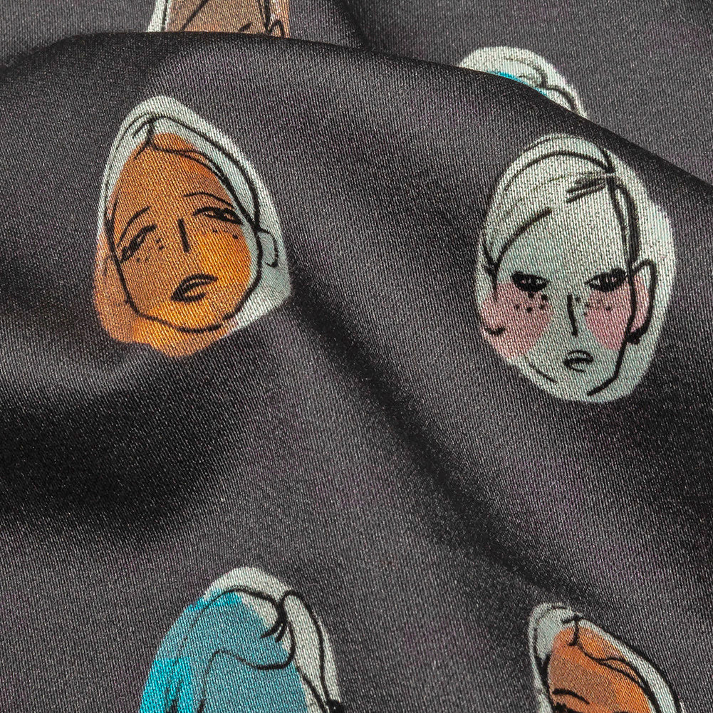Stretch Cotton Sateen - Forged Iron Face Polka Dots - Pop-Art Pretties Print - Mood Exclusive Harvest Collection Detail