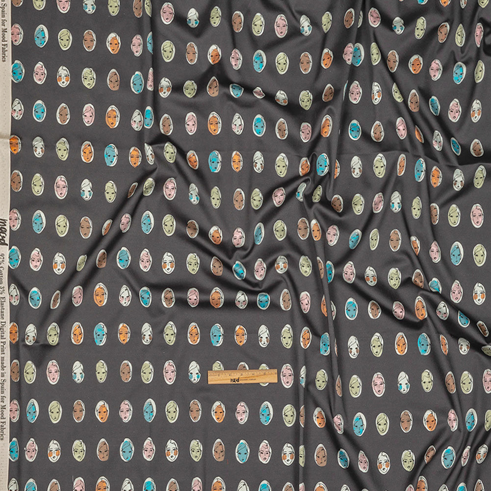 Stretch Cotton Sateen - Forged Iron Face Polka Dots - Pop-Art Pretties Print - Mood Exclusive Harvest Collection Full