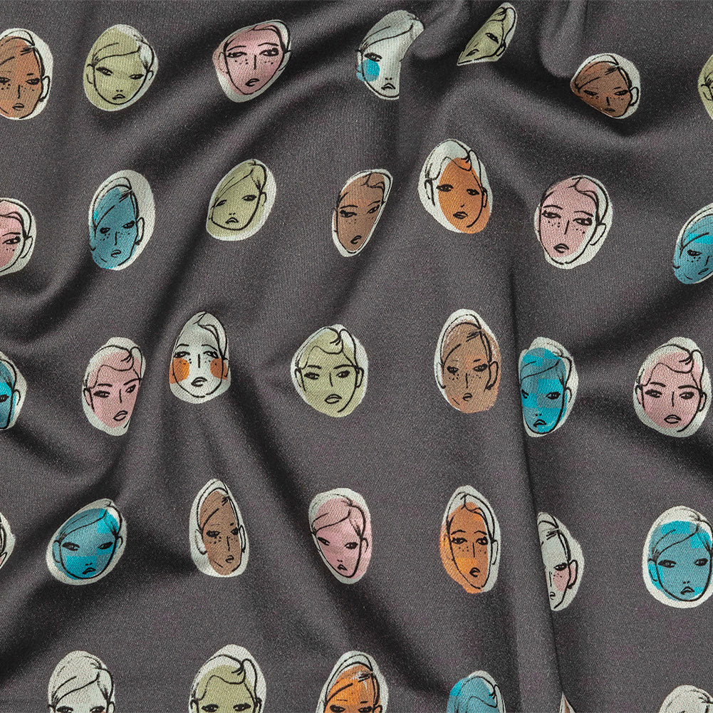 Stretch Cotton Sateen - Forged Iron Face Polka Dots - Pop-Art Pretties Print - Mood Exclusive Harvest Collection