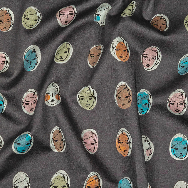 Stretch Cotton Sateen - Forged Iron Face Polka Dots - Pop-Art Pretties Print - Mood Exclusive Harvest Collection
