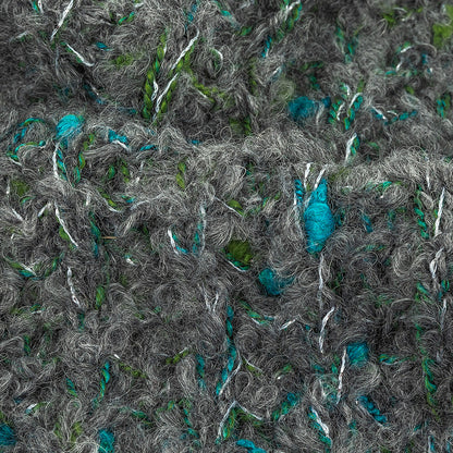 Gray, Mosaic Blue and Lime Boucled Wool Sweater Knit Detail