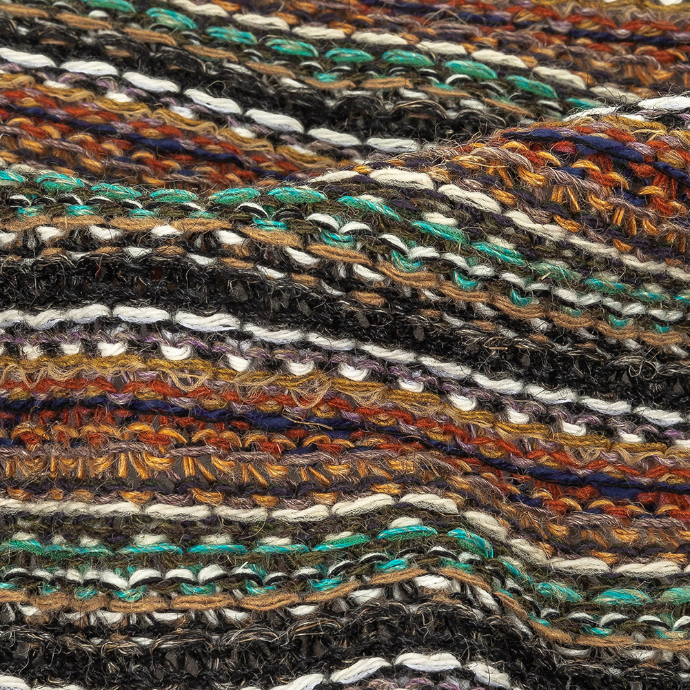 Italian Pumpkin, Olive and Turquoise Chunky Wool Sweater Knit Detail