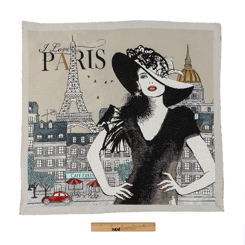 French Linen I Love Paris Oversized Square Patch - 18.875" Full