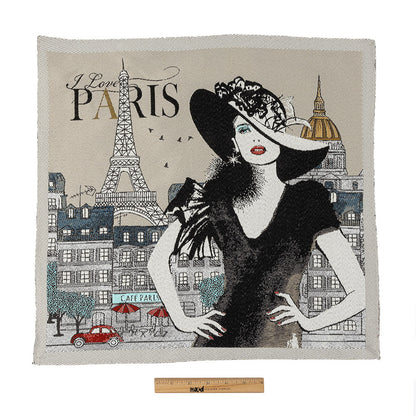 French Linen I Love Paris Oversized Square Patch - 18.875" Full