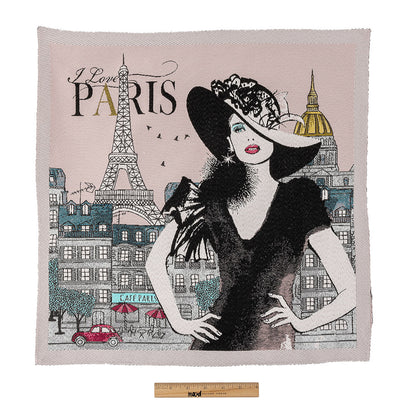 French Rose I Love Paris Oversized Square Patch - 18.875" Full