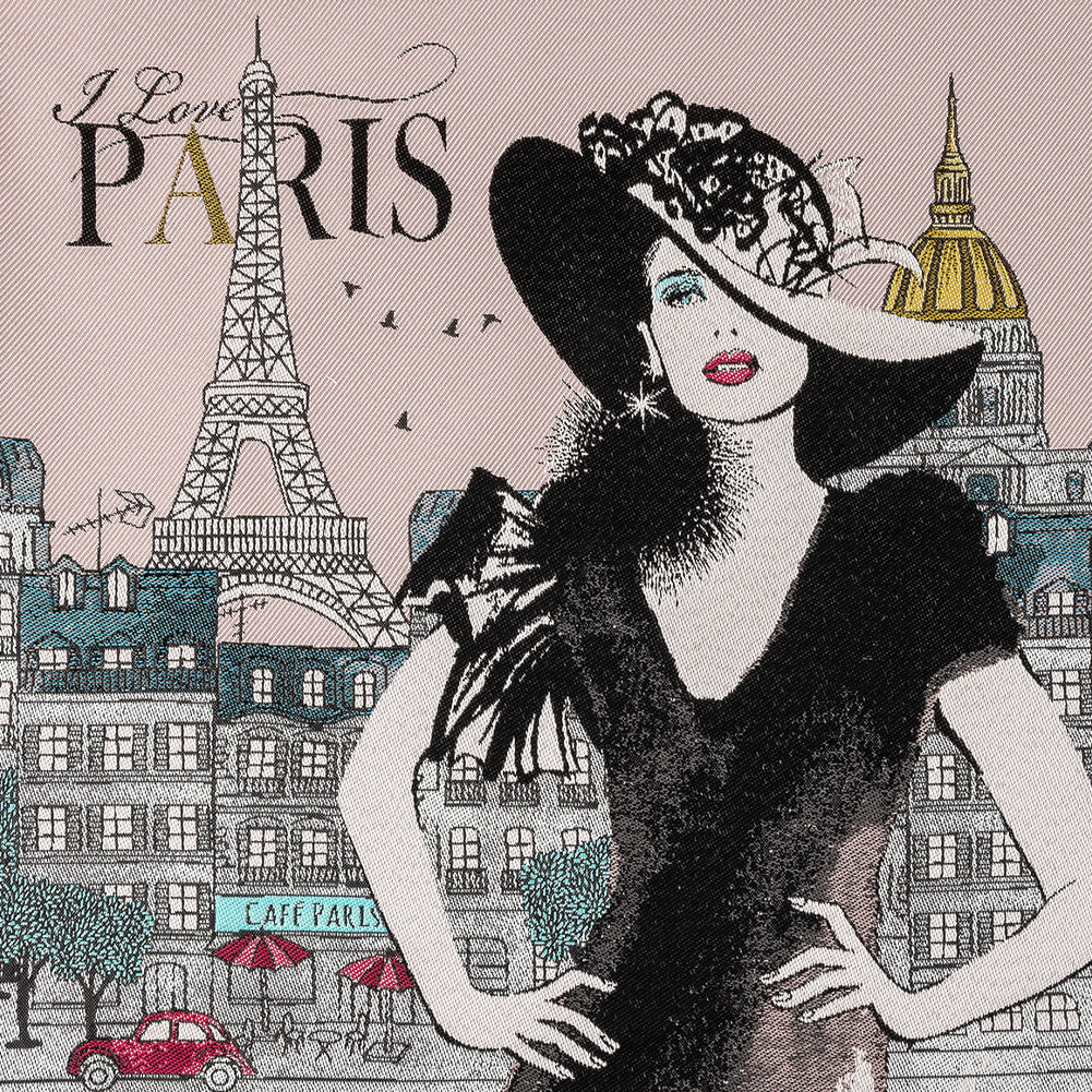 French Rose I Love Paris Oversized Square Patch - 18.875"