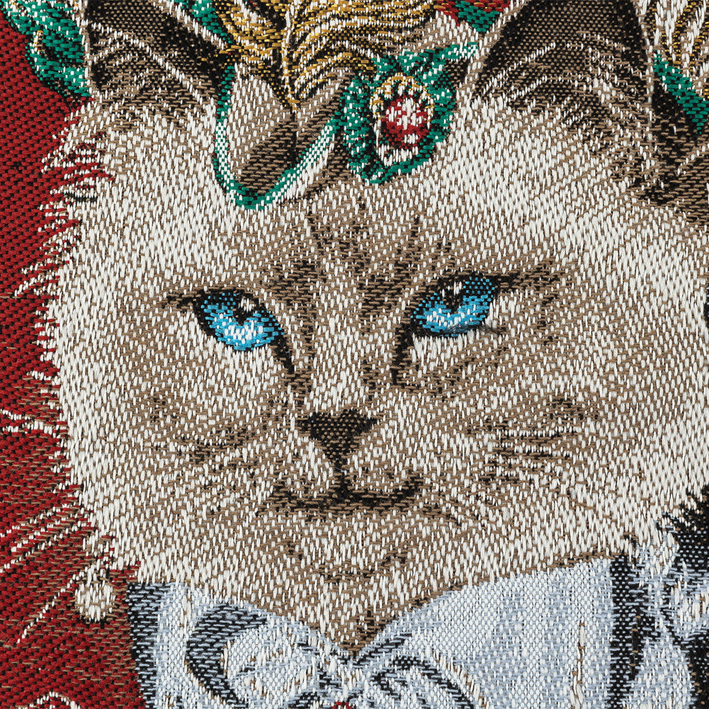 French Burgundy Aristocat Cotton Blend Oversized Square Patch - 18.875" Detail
