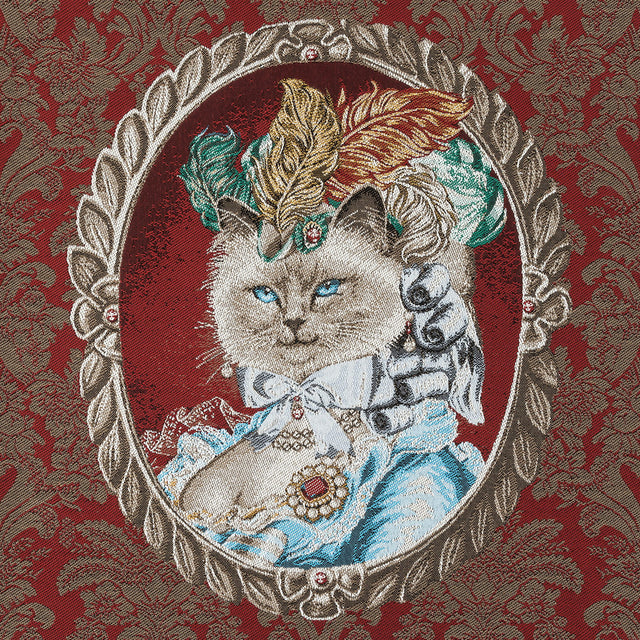 French Burgundy Aristocat Cotton Blend Oversized Square Patch - 18.875"