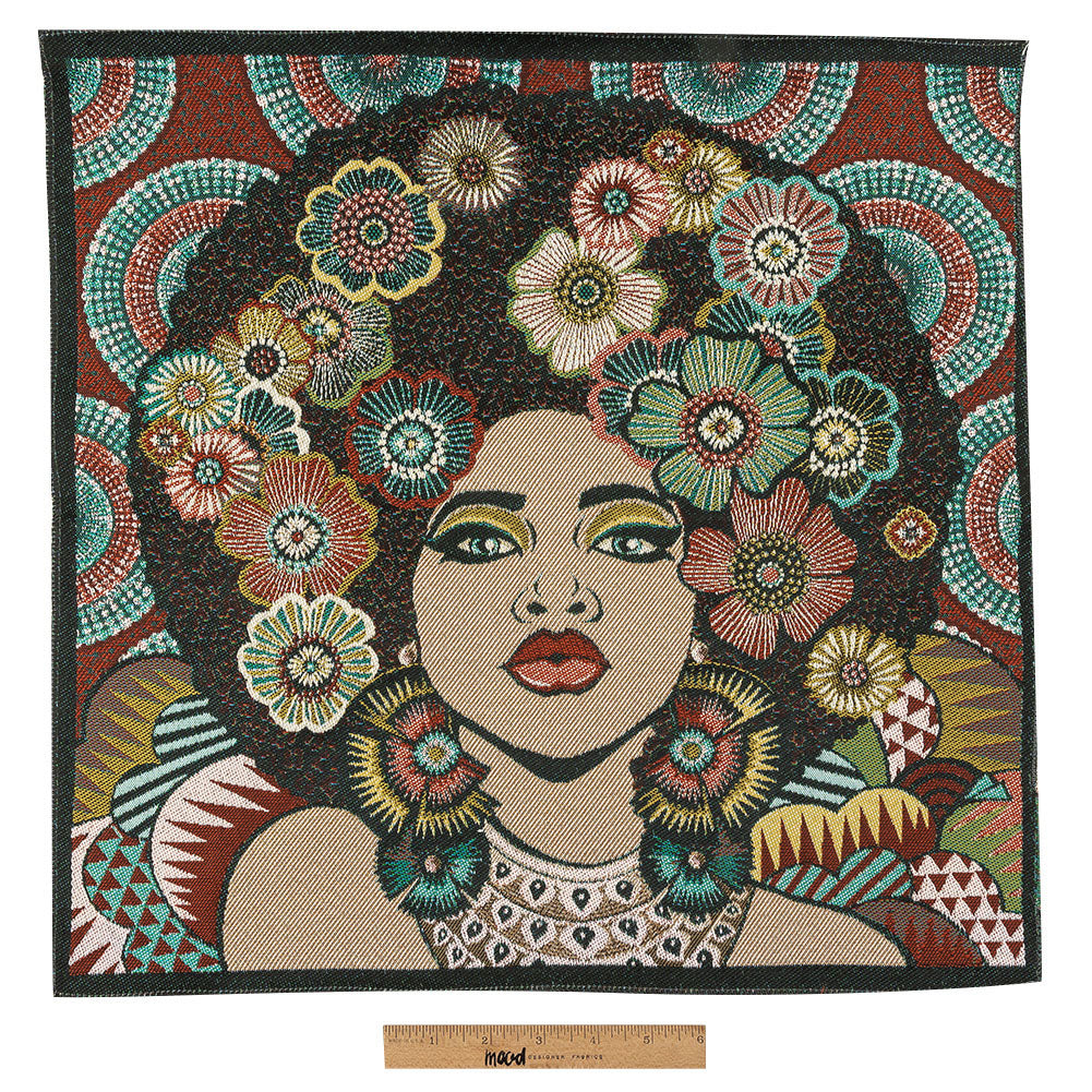 French Green Floral Destiny Cotton Blend Oversized Square Patch - 18.875" Full