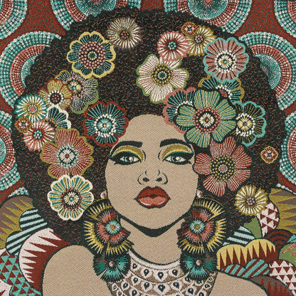 French Green Floral Destiny Cotton Blend Oversized Square Patch - 18.875"