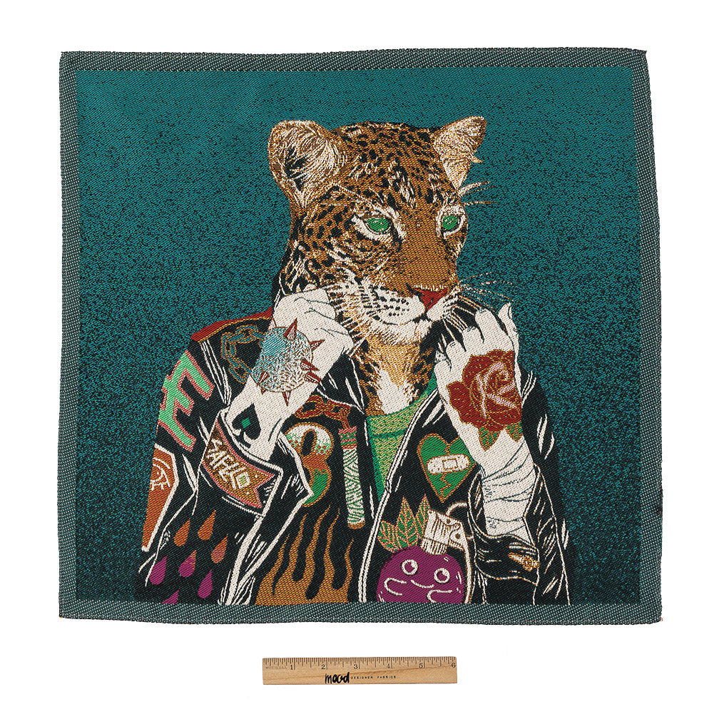 French Teal Jaguar Harley Oversized Square Patch - 18.875" Full