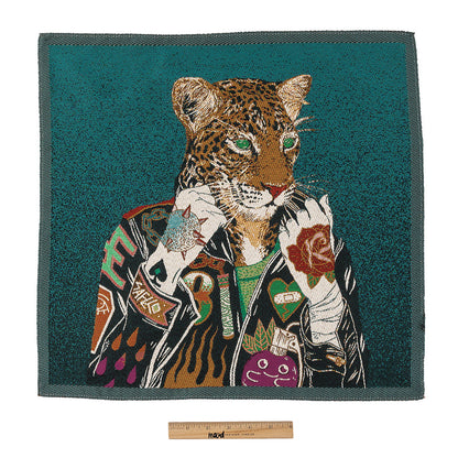 French Teal Jaguar Harley Oversized Square Patch - 18.875" Full