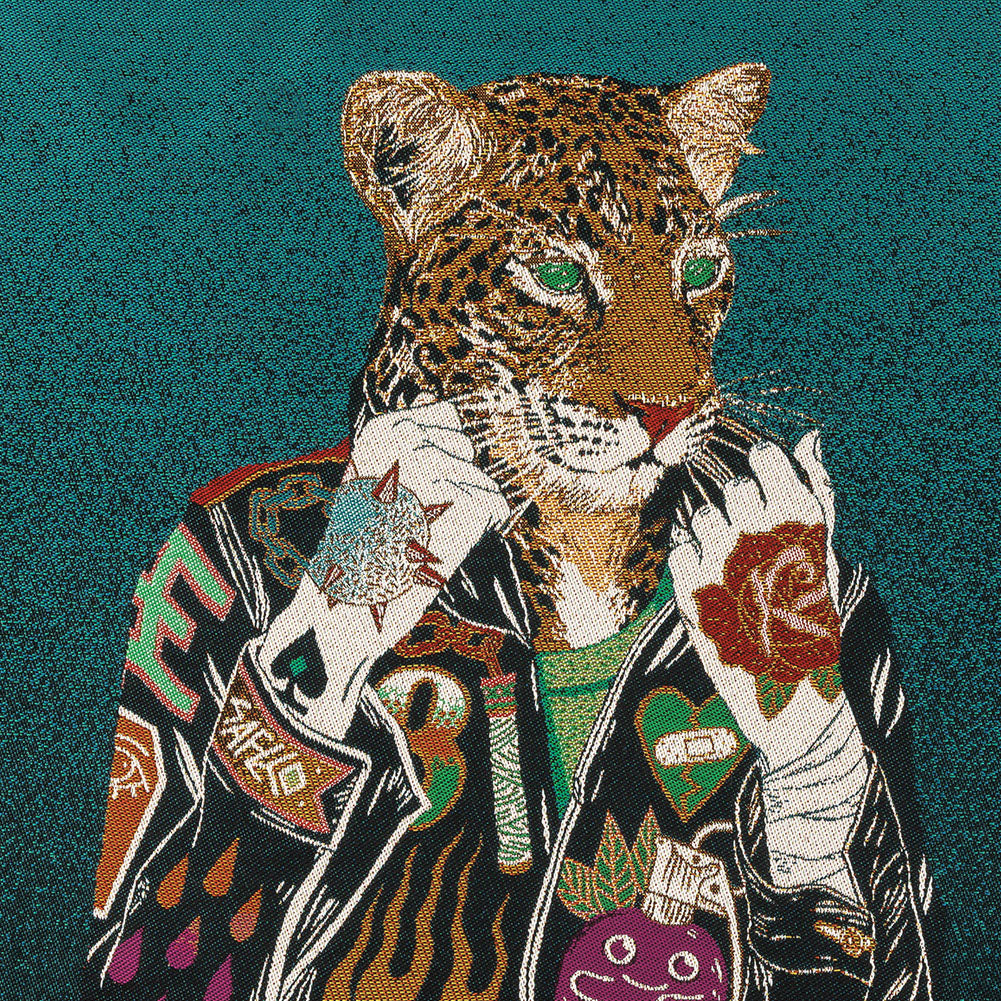 French Teal Jaguar Harley Oversized Square Patch - 18.875"