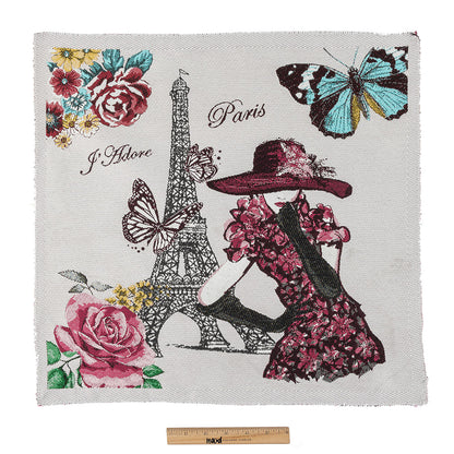 French Pearl and Pink J'Adore Paris Cotton Blend Oversized Square Patch - 18.875" Full